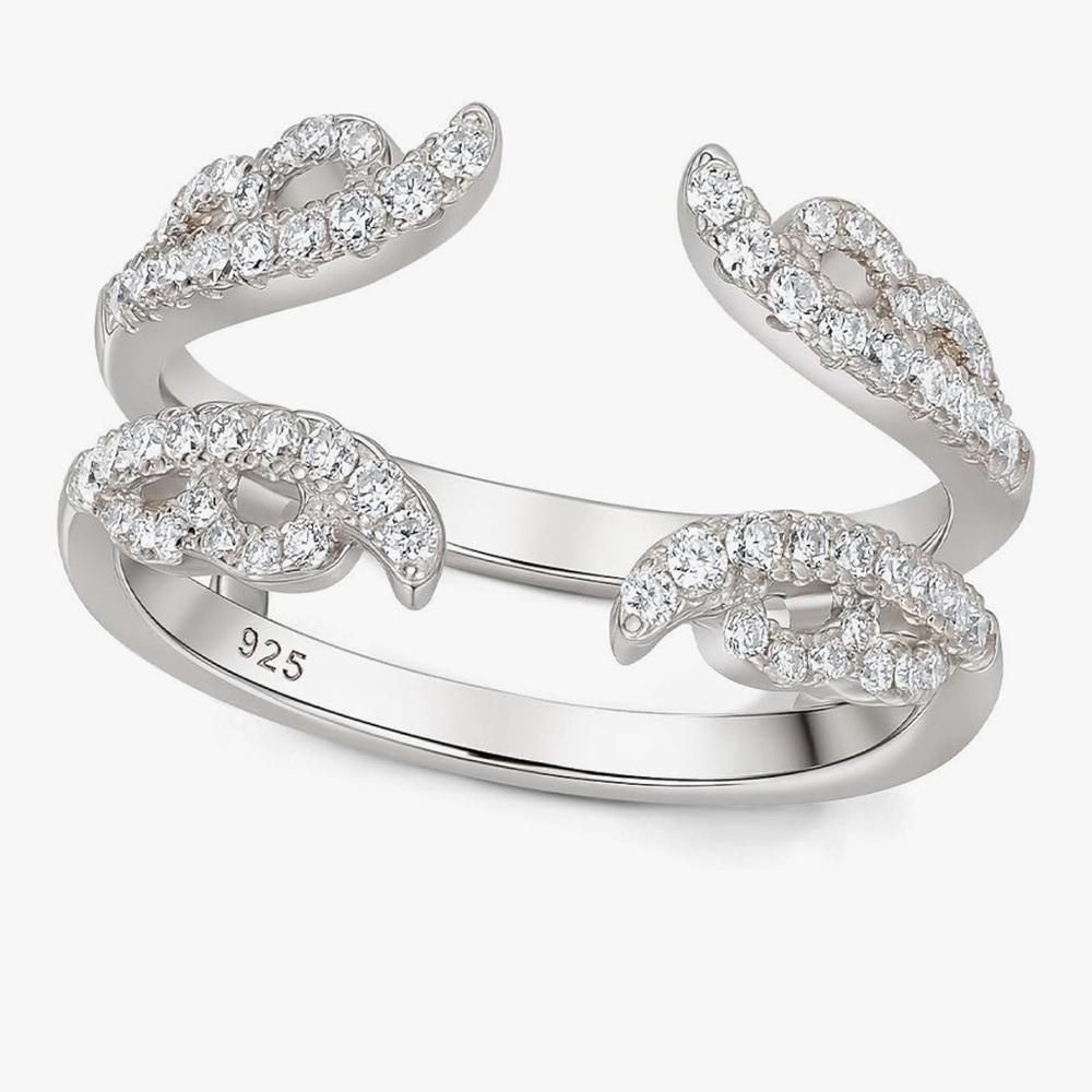 Stunning Silver Crystal Open Ring